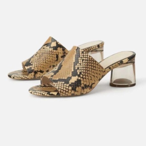 ZARA snake print clear block heel mule - Picture 1 of 3